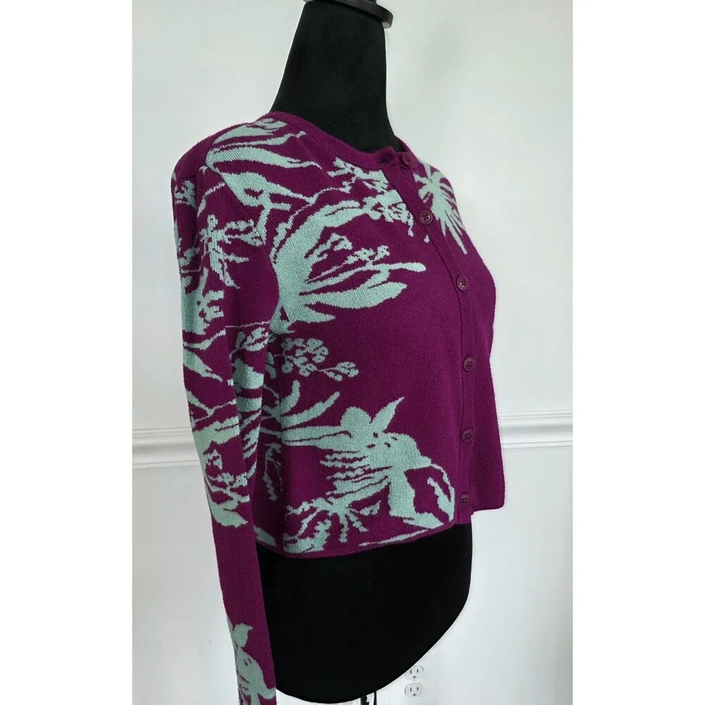 Future Collective Gabriella Karefa-Johnson Purple Teal Floral Cardigan XXS